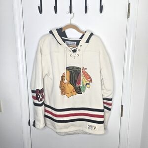 Men's Old Time Hockey Chicago Blackhawks Natural Lacer Heavyweight Hoodie M